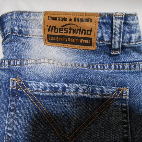 MENS WBESTWIND FLARE LEG DENIM JEANS SIZE XL 5 POCKET ZIP CLOSE SIZE XL 30X36 👩 - Picture 5 of 11